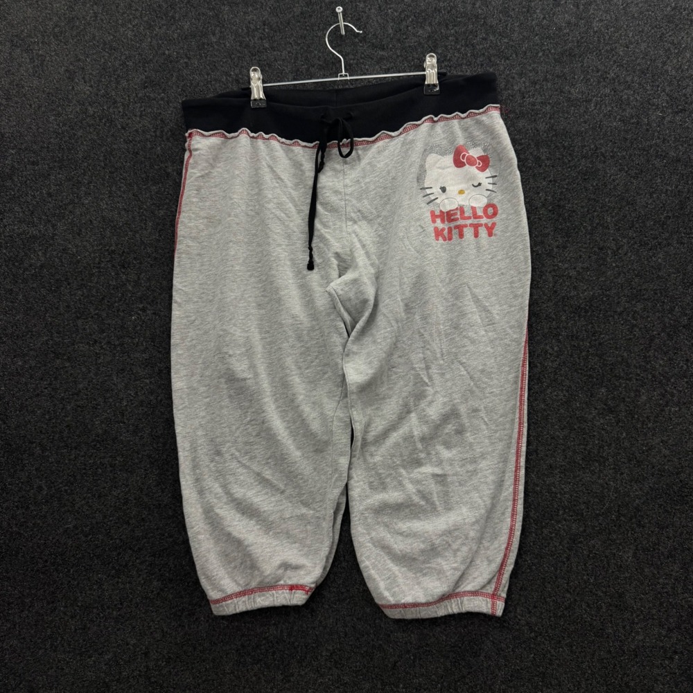 Vintage Hello Kitty Sanrio Gray Capri Sweatpants Y2K Crop Joggers XG 15/17